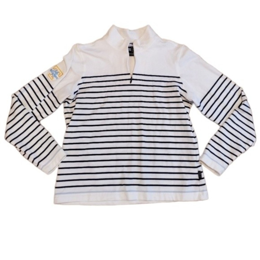 Adidas Climalite White and Navy Striped Women's Pullover